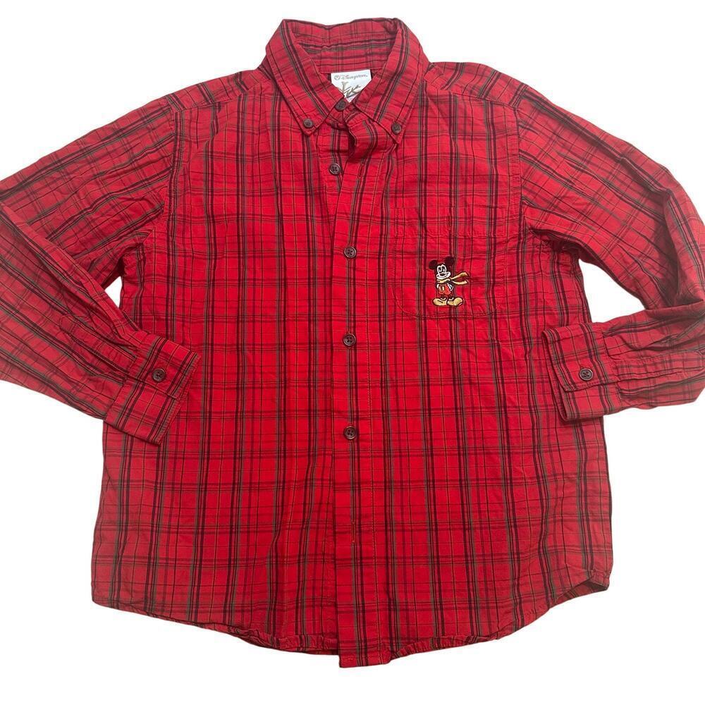 Disney Store Holiday Mickey Mouse Button Down Shirt sz M (7/8)